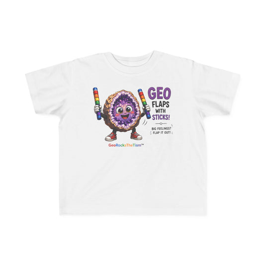 "Geo Flaps with Sticks" Stimming Geode Autism Self Sensory Regulation Toddler Tee