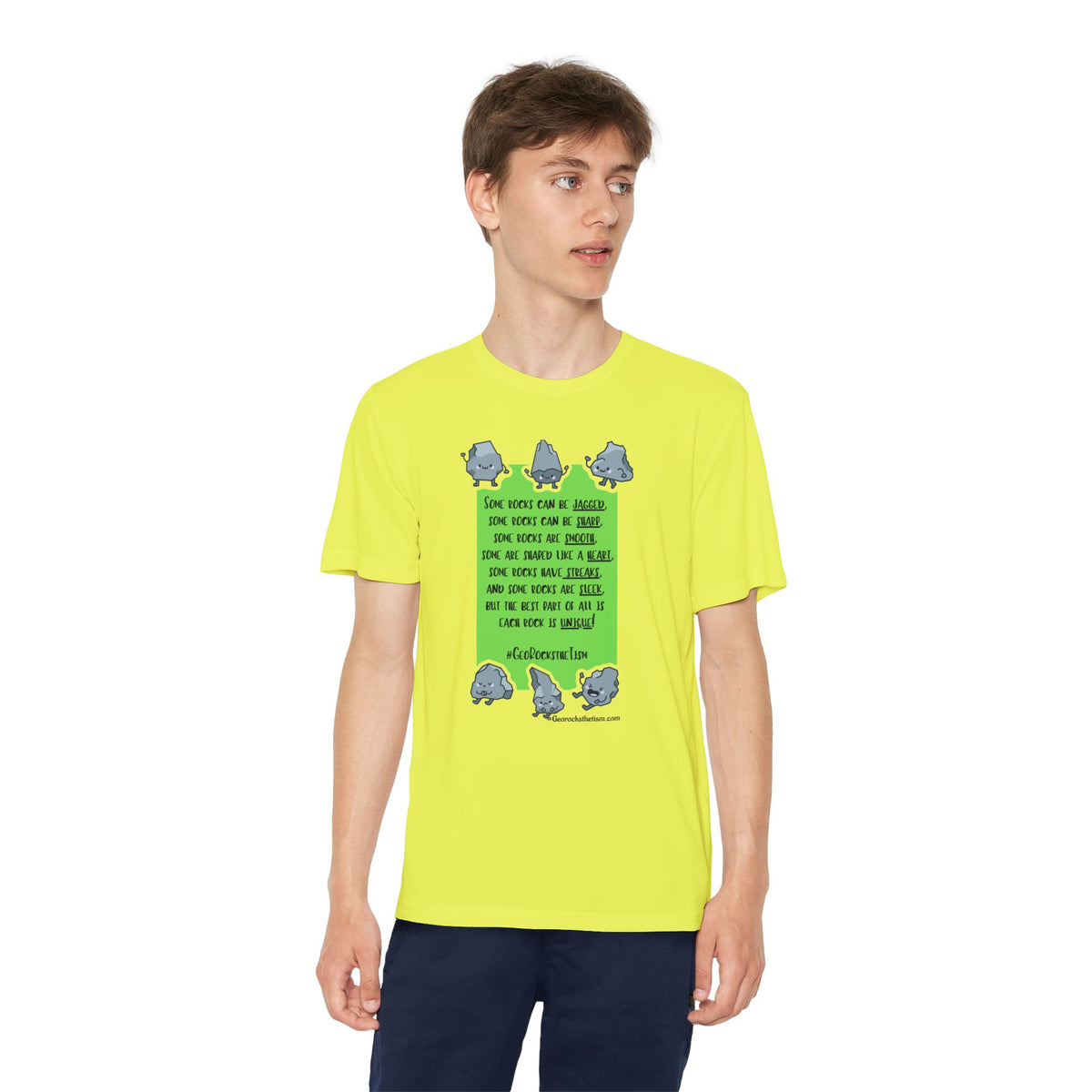 "Each Rock Is Unique" Youth Tee - Geo Rocks The 'Tism