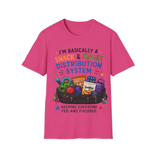 Snack & Fidget Distribution System T-Shirt — Funny Caregiver / Teacher Tee