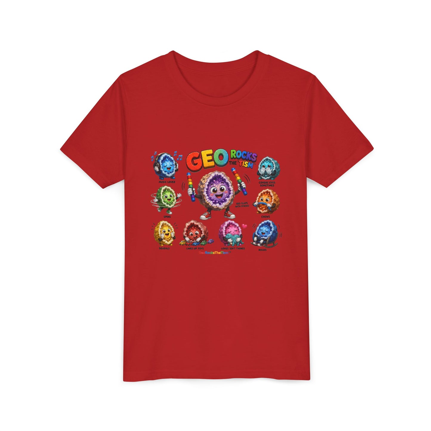 Stimming Colorful Geodes Education- Youth Tee