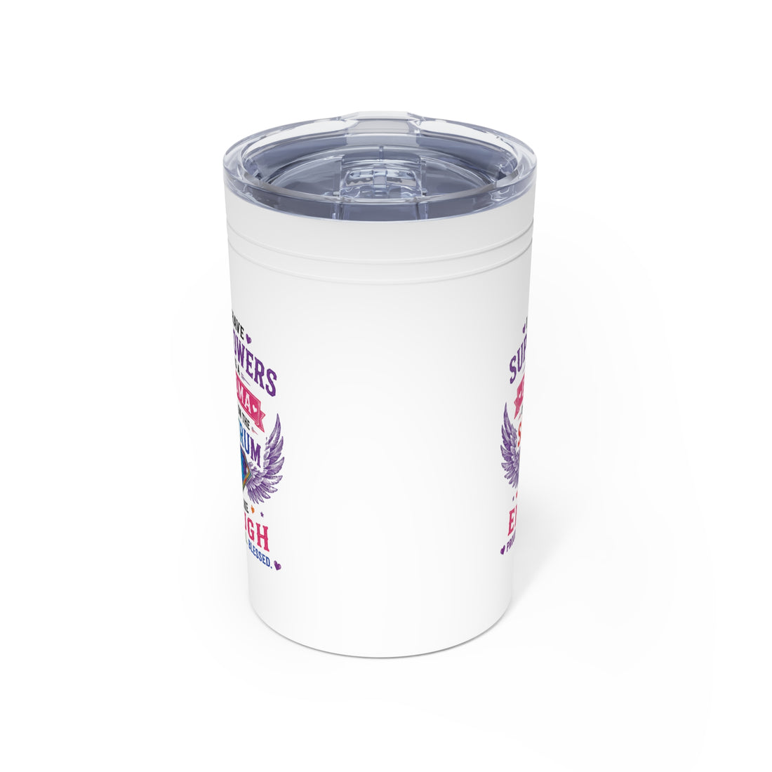 11oz Vacuum Insulated Tumbler — Sunflowers & Rainbow Emblem "Strength" Travel Cup