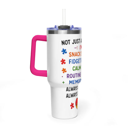 Autism Caregiver 40oz Thermal Tumbler – "Not Just a Caregiver" Insulated Travel Mug - Geo Rocks The 'Tism