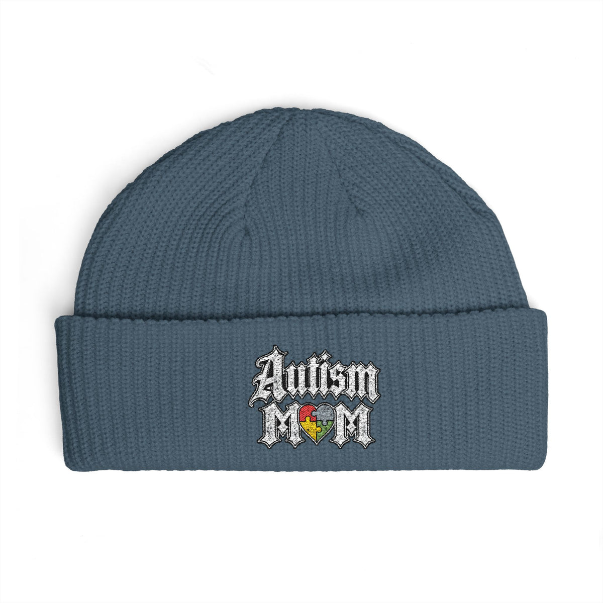 Autism Proud Mom Cuff Beanie - Embroidered Awareness Knit Hat