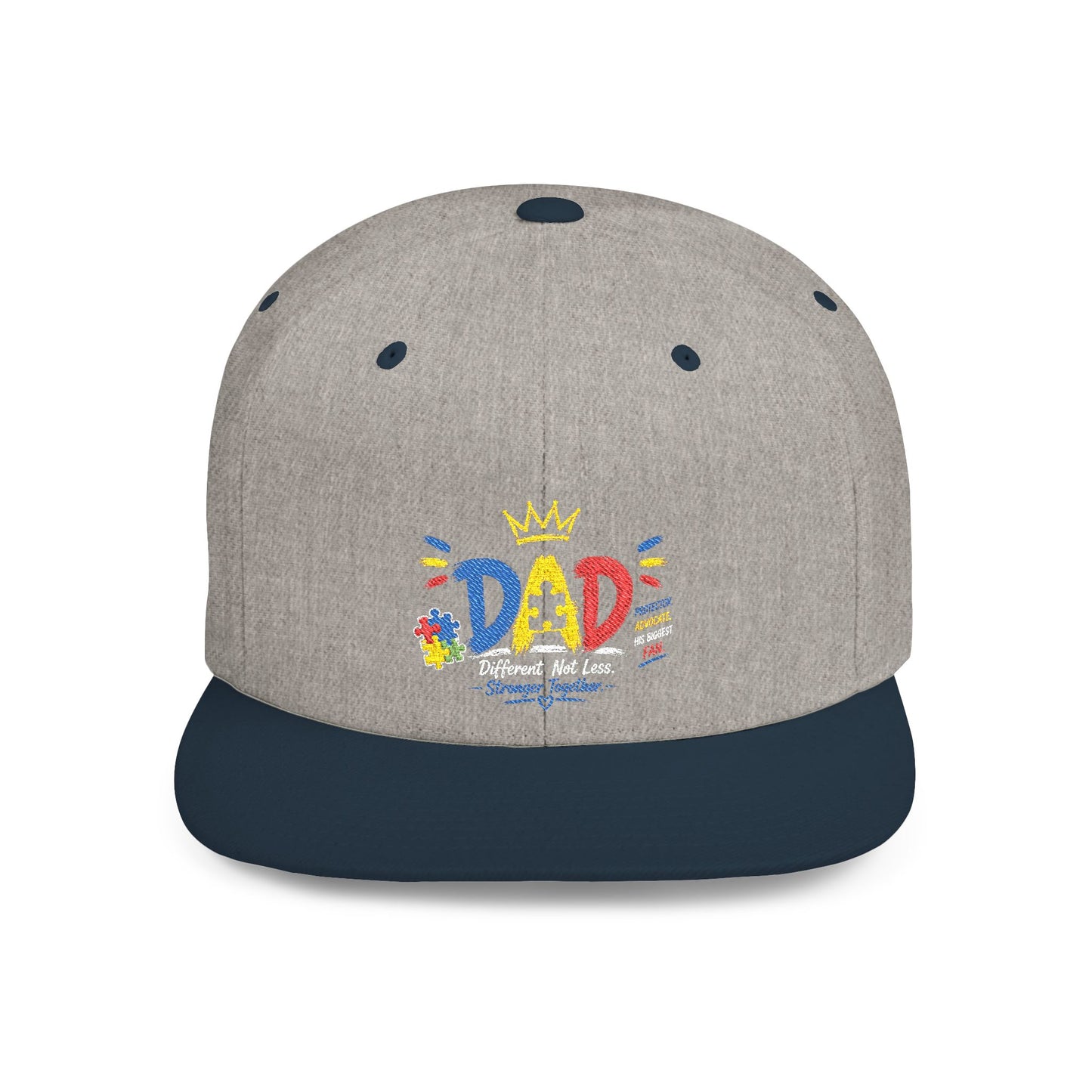 Dad Crown Flat Bill Snapback Hat – Colorful 'Dad' Graffiti Embroidered Cap for Father's Day - Geo Rocks The 'Tism