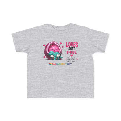 “Loves Soft Things” Stimming Geode Autism Self Sensory Regulation Toddler Tee