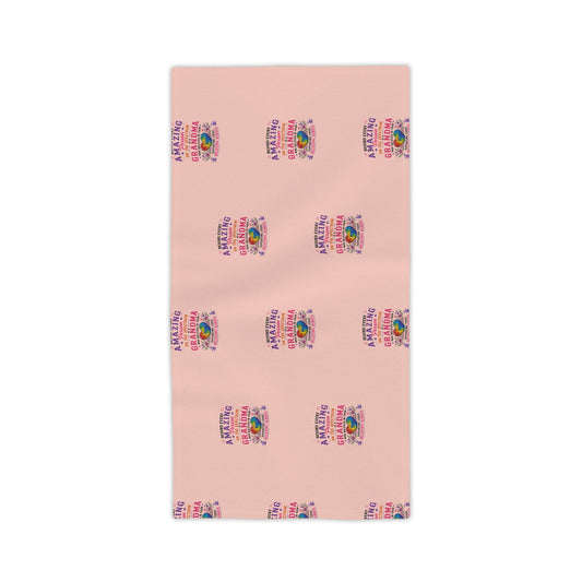 Beach Towel — Pink "Amazing Grandma" Patterned Tropical Sunset Design
