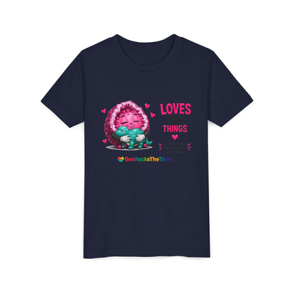 “Loves Soft Things” Stimming Geode -Autism Self Sensory Regulation Youth Tee