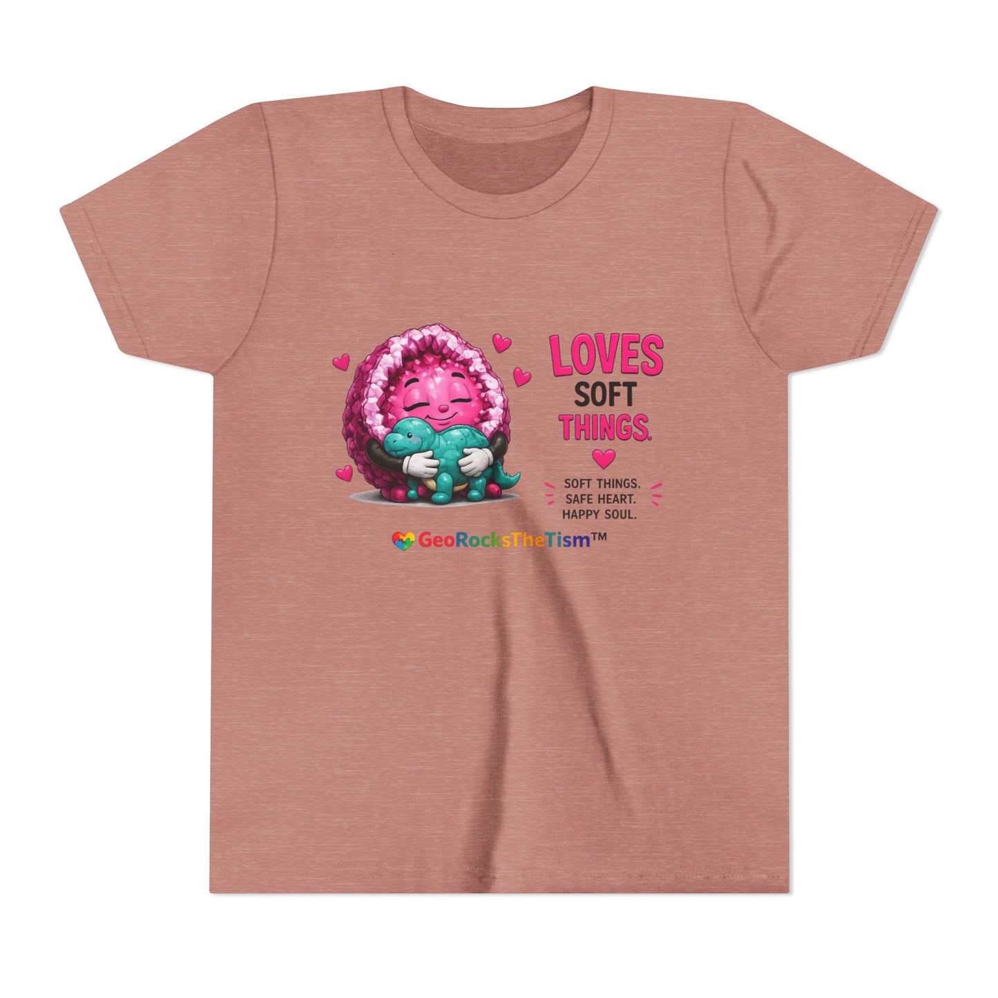 “Loves Soft Things” Stimming Geode -Autism Self Sensory Regulation Youth Tee