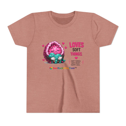 “Loves Soft Things” Stimming Geode -Autism Self Sensory Regulation Youth Tee