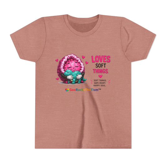“Loves Soft Things” Stimming Geode -Autism Self Sensory Regulation Youth Tee