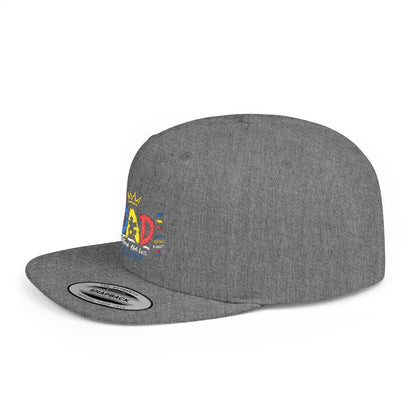 Dad Crown Flat Bill Snapback Hat – Colorful 'Dad' Graffiti Embroidered Cap for Father's Day - Geo Rocks The 'Tism