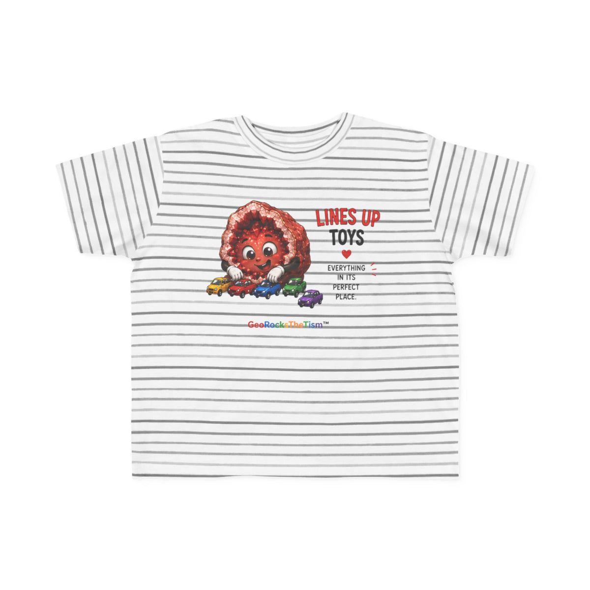 "Lines Up Toys" Stimming Geode Autism Self Sensory Regulation Toddler Tee - Geo Rocks The 'Tism