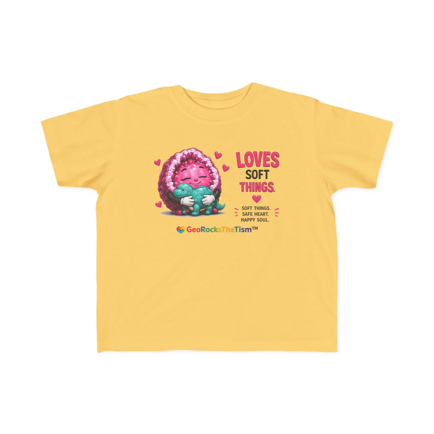 “Loves Soft Things” Stimming Geode Autism Self Sensory Regulation Toddler Tee