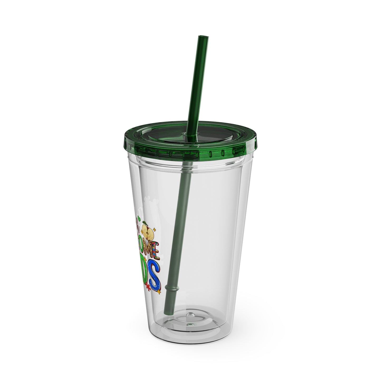 16oz Teacher Tumbler with Straw — "I Teach Au-some Kids" Colorful Autism Awareness Design