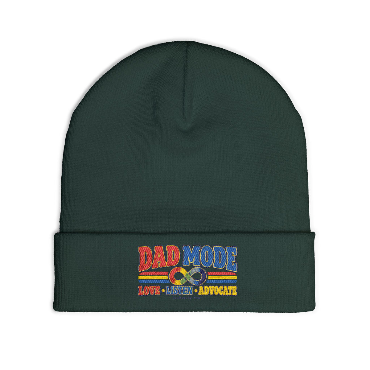 Autism Dad Mode Knit Beanie Embroidered Vintage Retro Stripes