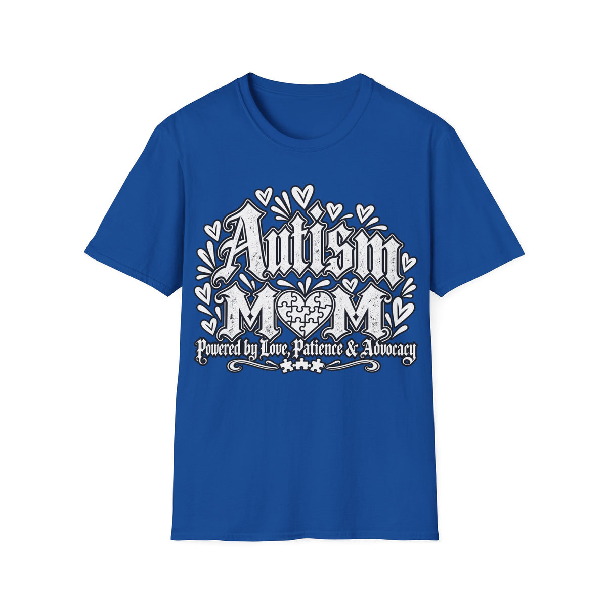 Autism Mom T-Shirt "Powered by Love, Patience & Advocacy"