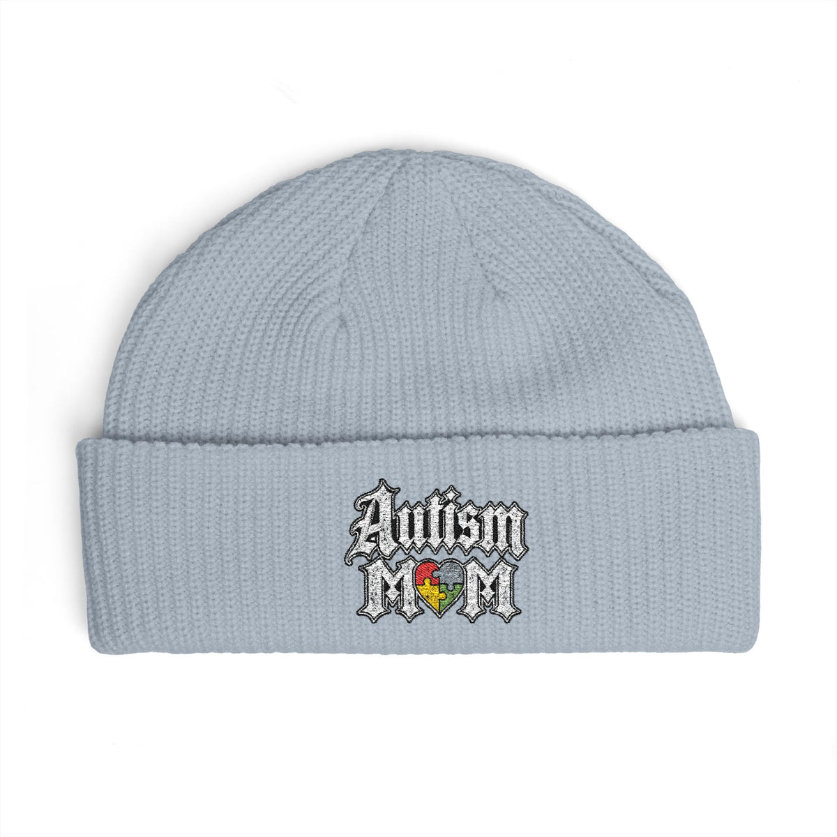 Autism Proud Mom Cuff Beanie - Embroidered Awareness Knit Hat