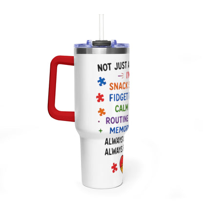 Autism Caregiver 40oz Thermal Tumbler – "Not Just a Caregiver" Insulated Travel Mug - Geo Rocks The 'Tism