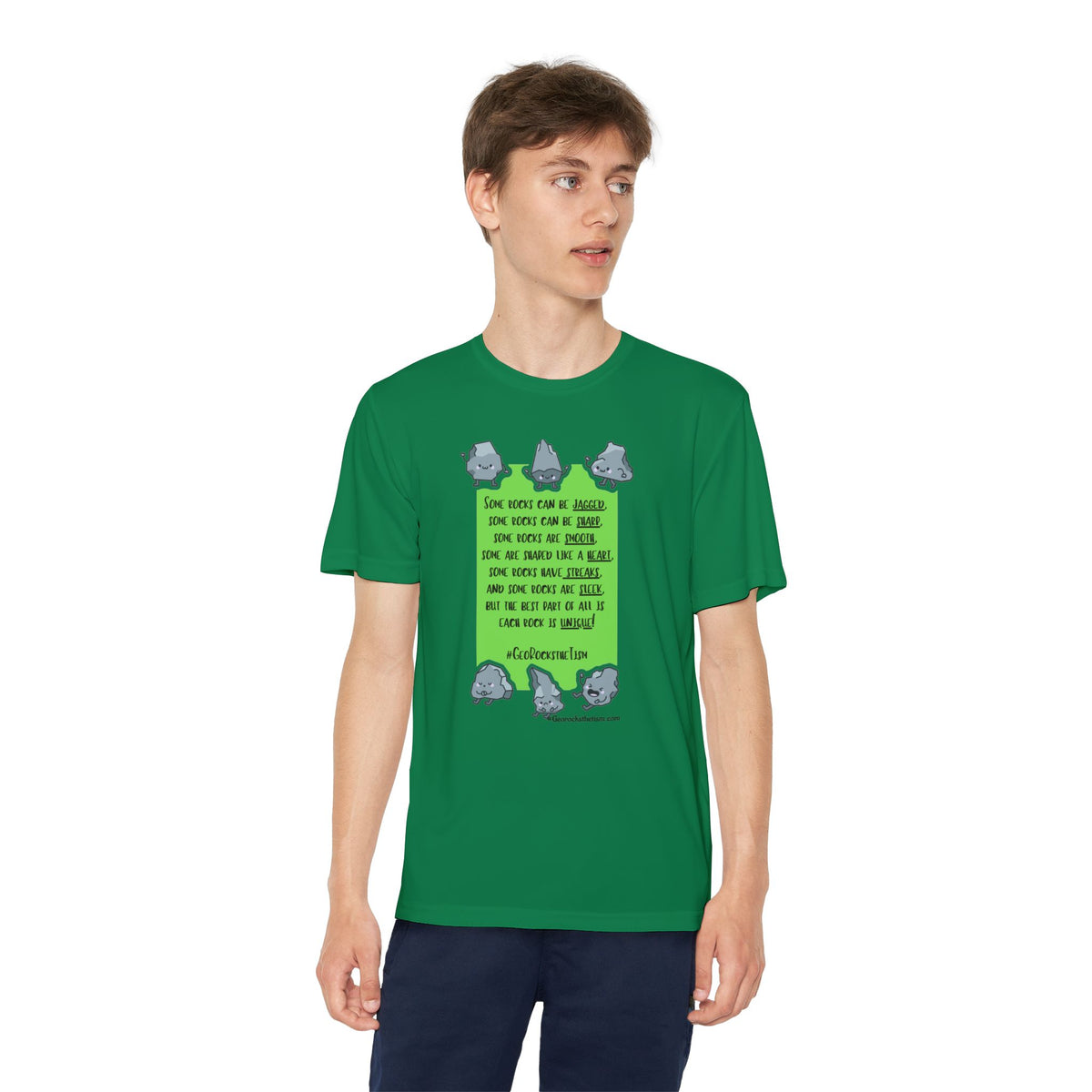 "Each Rock Is Unique" Youth Tee - Geo Rocks The 'Tism