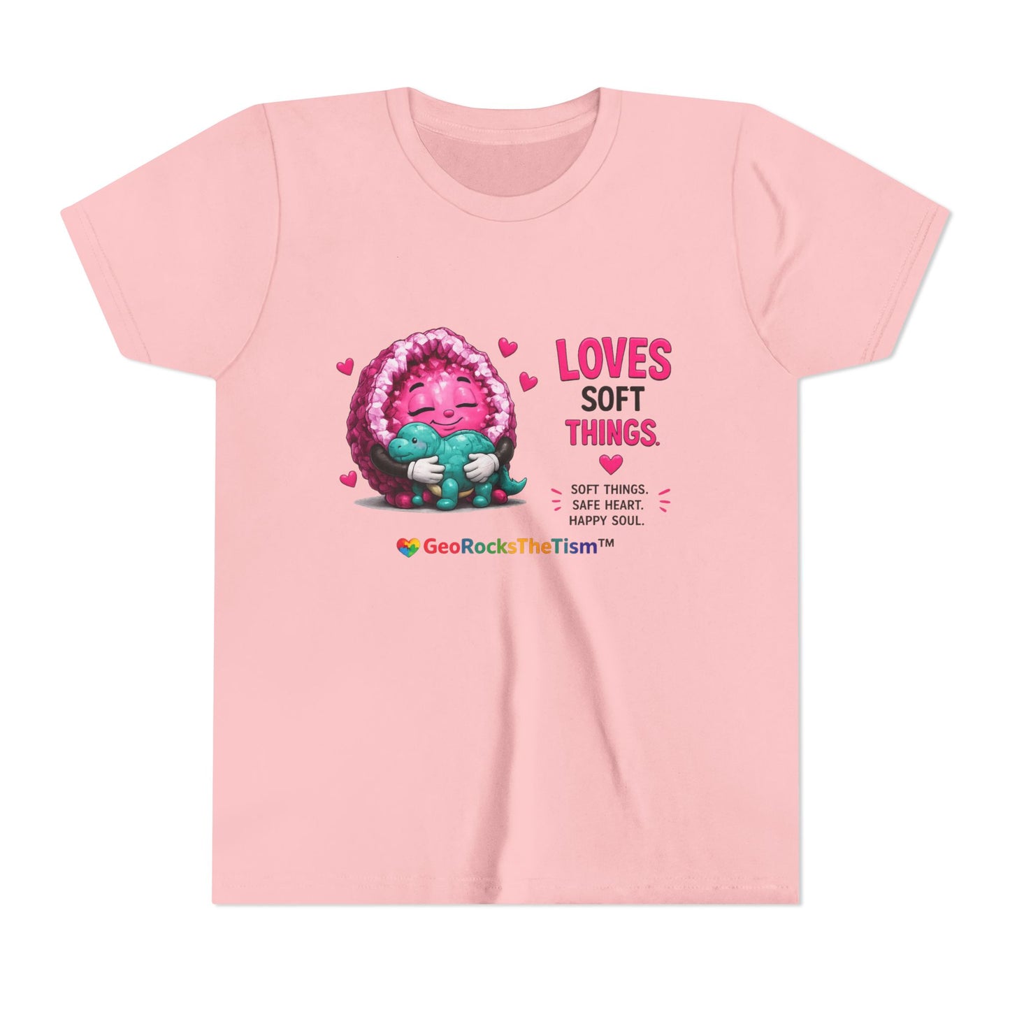 “Loves Soft Things” Stimming Geode -Autism Self Sensory Regulation Youth Tee