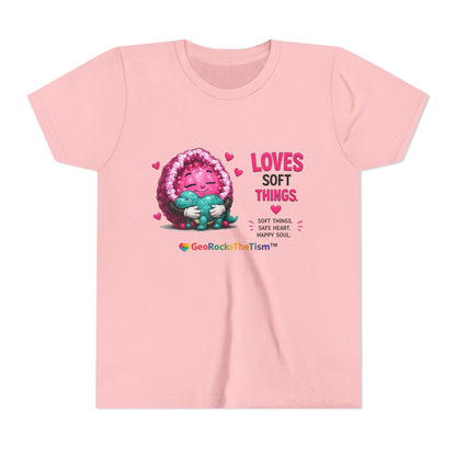 “Loves Soft Things” Stimming Geode -Autism Self Sensory Regulation Youth Tee