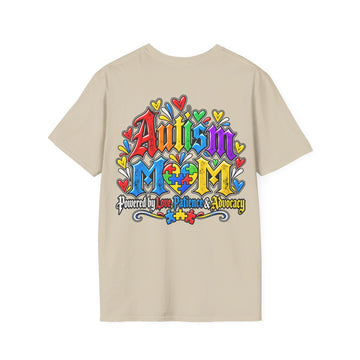 Autism Mom T-Shirt-"Powered by Love, Patience & Advocacy"