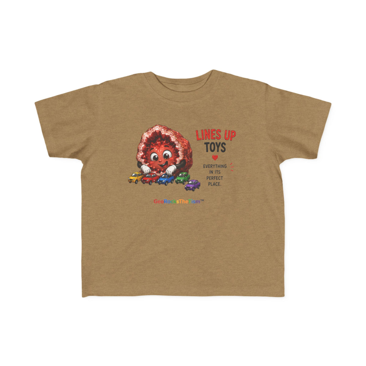 "Lines Up Toys" Stimming Geode Autism Self Sensory Regulation Toddler Tee - Geo Rocks The 'Tism