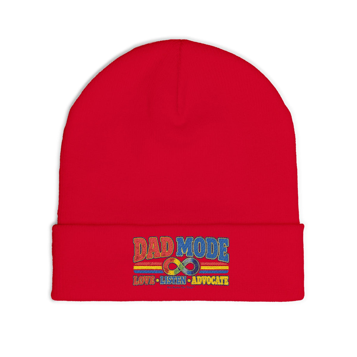 Autism Dad Mode Knit Beanie Embroidered Vintage Retro Stripes