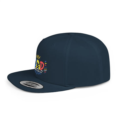 Dad Crown Flat Bill Snapback Hat – Colorful 'Dad' Graffiti Embroidered Cap for Father's Day - Geo Rocks The 'Tism