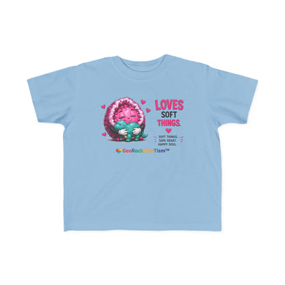 “Loves Soft Things” Stimming Geode Autism Self Sensory Regulation Toddler Tee