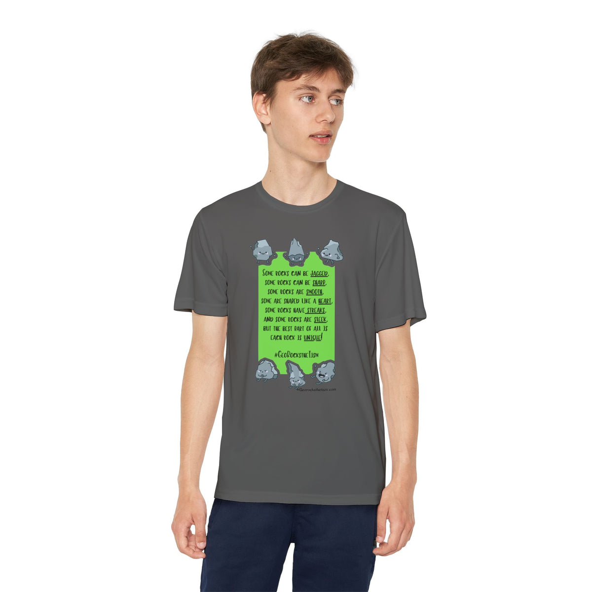 "Each Rock Is Unique" Youth Tee - Geo Rocks The 'Tism