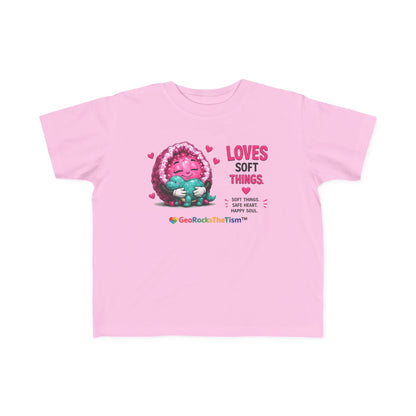 “Loves Soft Things” Stimming Geode Autism Self Sensory Regulation Toddler Tee