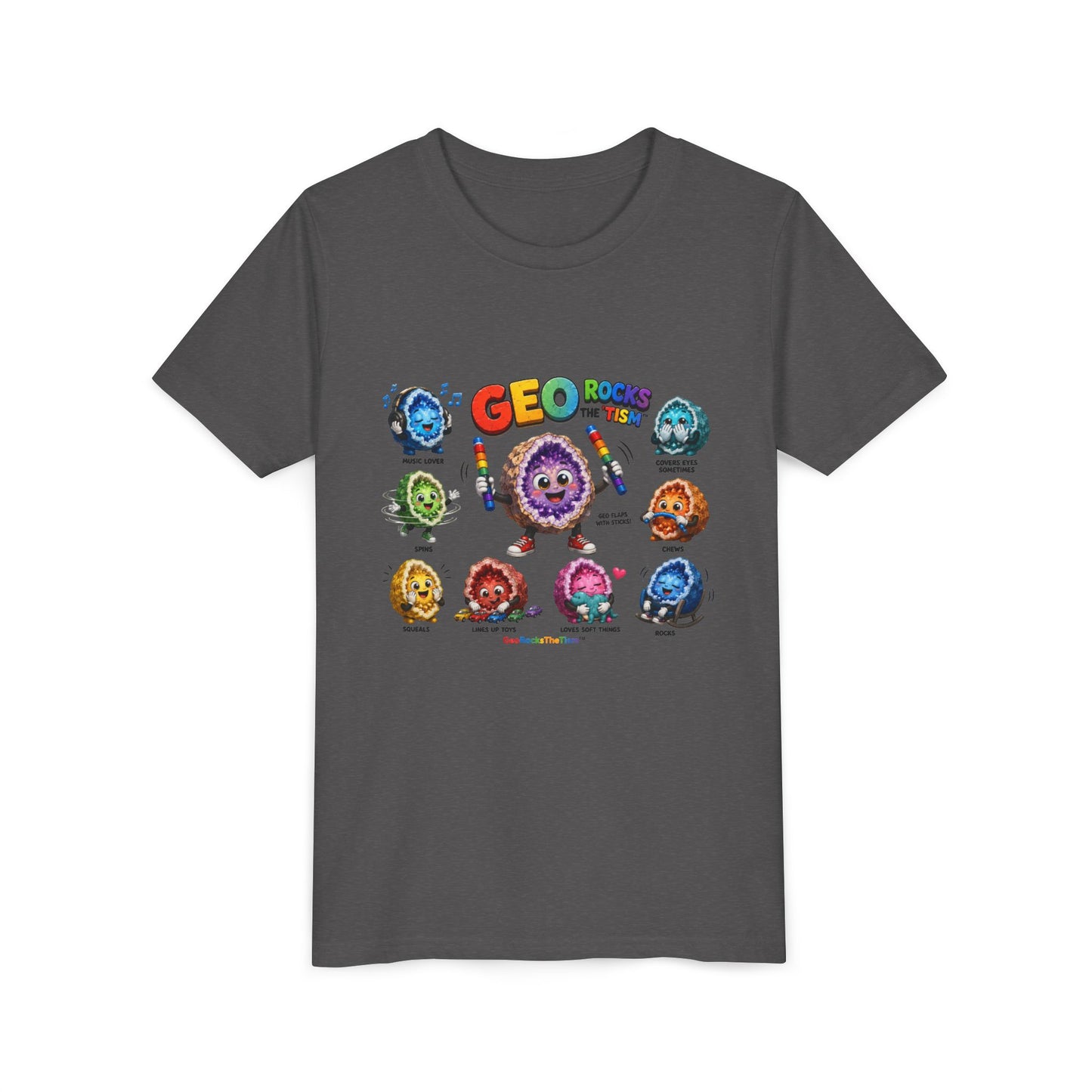 Stimming Colorful Geodes Education- Youth Tee