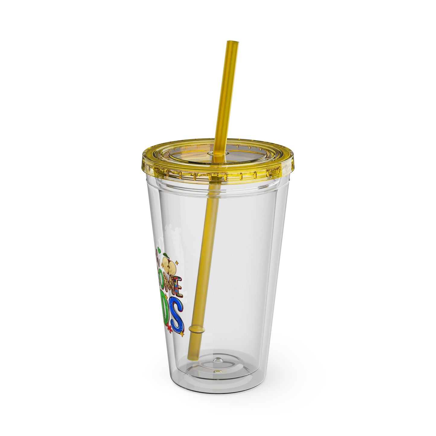 16oz Teacher Tumbler with Straw — "I Teach Au - some Kids" Colorful Autism Awareness Design - Geo Rocks The 'Tism