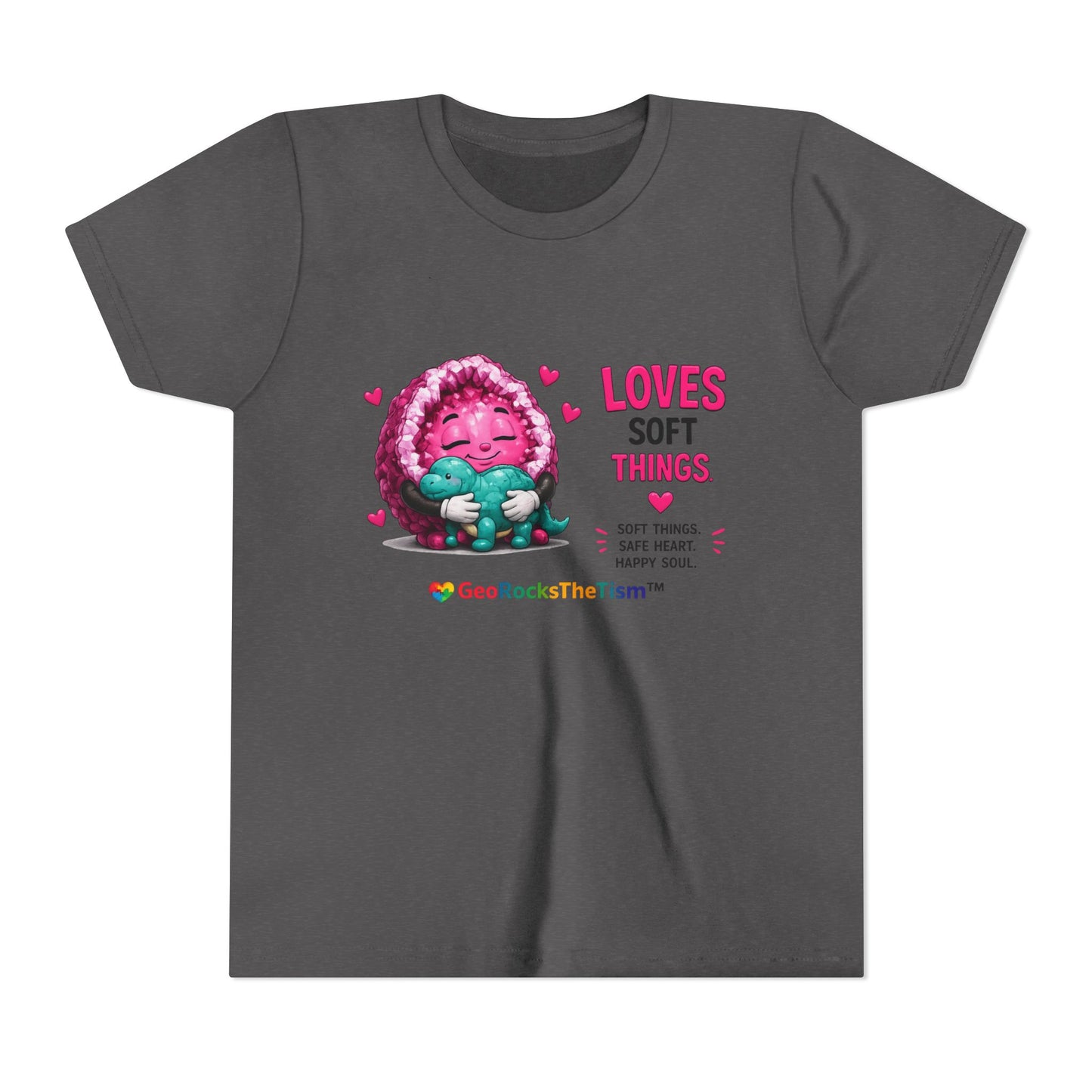 “Loves Soft Things” Stimming Geode -Autism Self Sensory Regulation Youth Tee