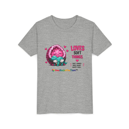 “Loves Soft Things” Stimming Geode -Autism Self Sensory Regulation Youth Tee