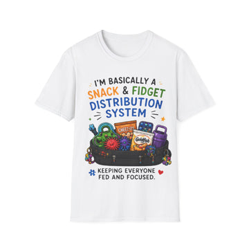 Snack & Fidget Distribution System T-Shirt — Funny Caregiver / Teacher Tee - Geo Rocks The 'Tism