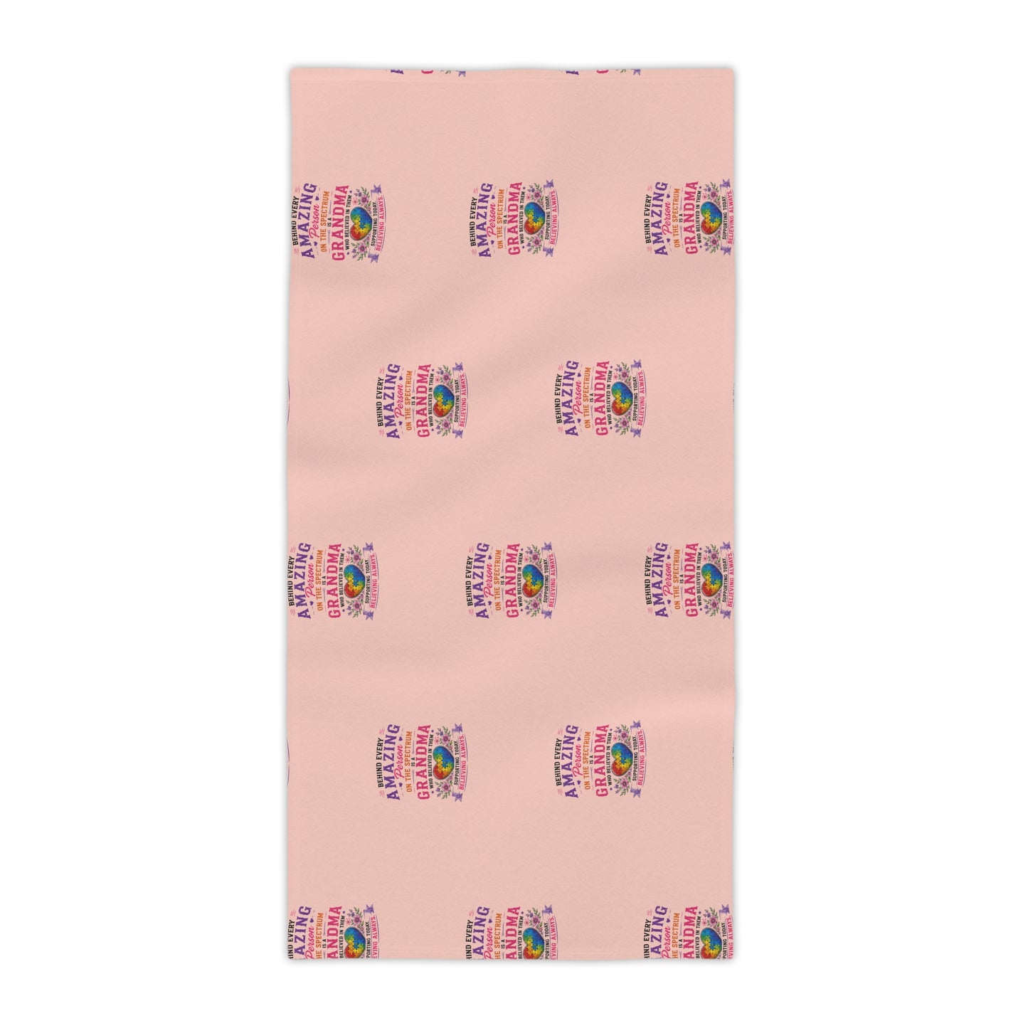 Beach Towel — Pink "Amazing Grandma" Patterned Tropical Sunset Design