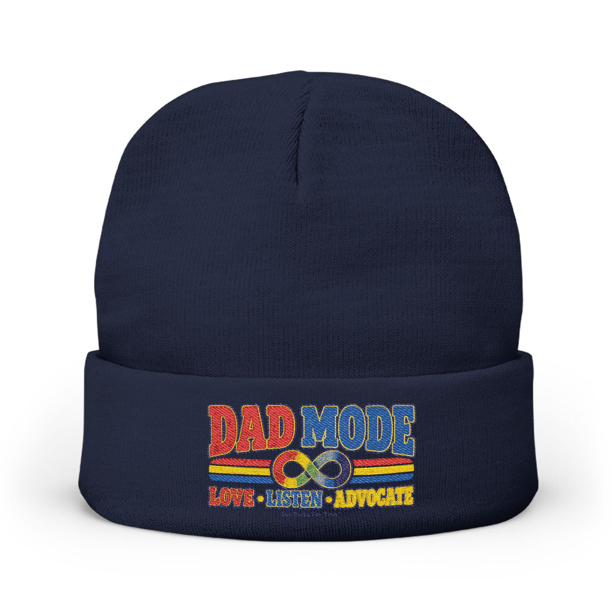 Autism Dad Mode Knit Beanie Embroidered Vintage Retro Stripes