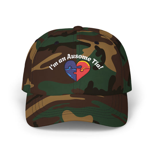 Autism Puzzle Heart Dad Cap — "I’m an Awesome Tr!" Embroidered Baseball Hat