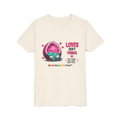 “Loves Soft Things” Stimming Geode -Autism Self Sensory Regulation Youth Tee