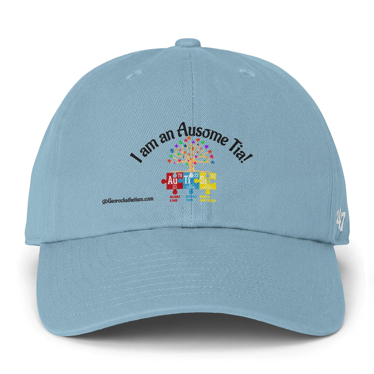 Autism Awareness Cap — "I am an Awesome Tia!" Embroidered Puzzle Tree Hat