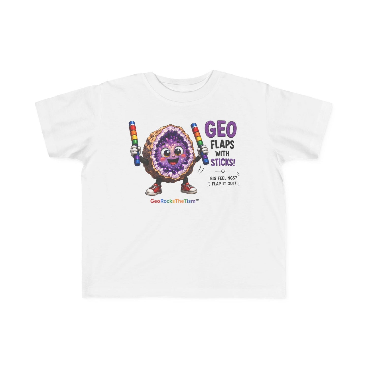 "Geo Flaps with Sticks" Stimming Geode Autism Self Sensory Regulation Toddler Tee
