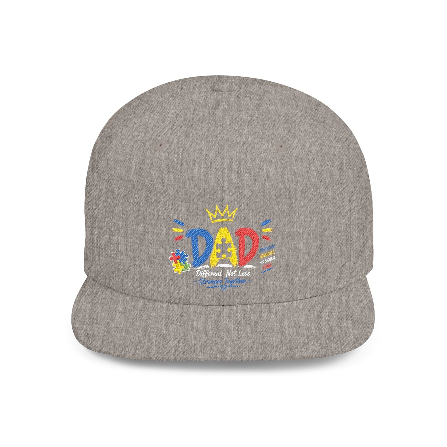 Dad Crown Flat Bill Snapback Hat – Colorful 'Dad' Graffiti Embroidered Cap for Father's Day - Geo Rocks The 'Tism