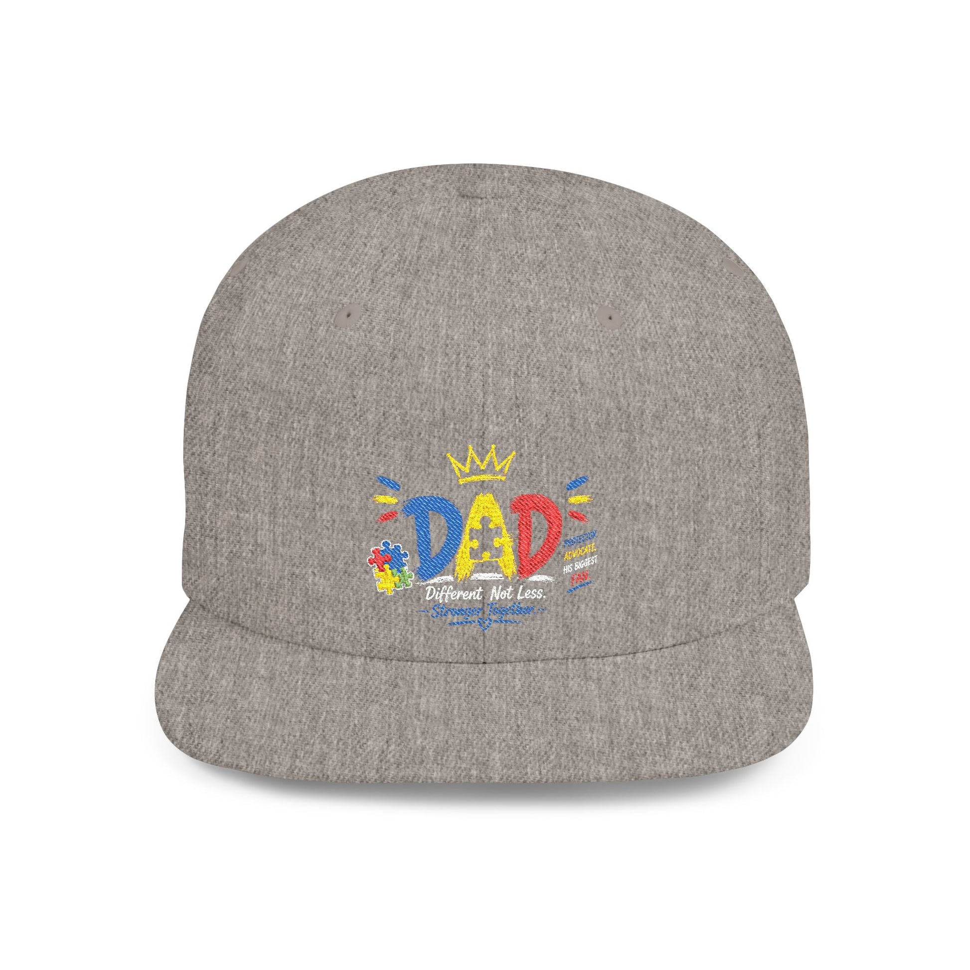 Dad Crown Flat Bill Snapback Hat – Colorful 'Dad' Graffiti Embroidered Cap for Father's Day - Geo Rocks The 'Tism