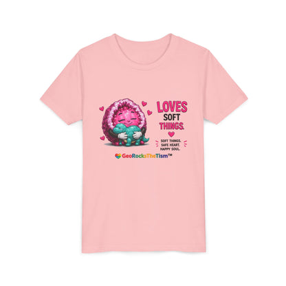 “Loves Soft Things” Stimming Geode -Autism Self Sensory Regulation Youth Tee