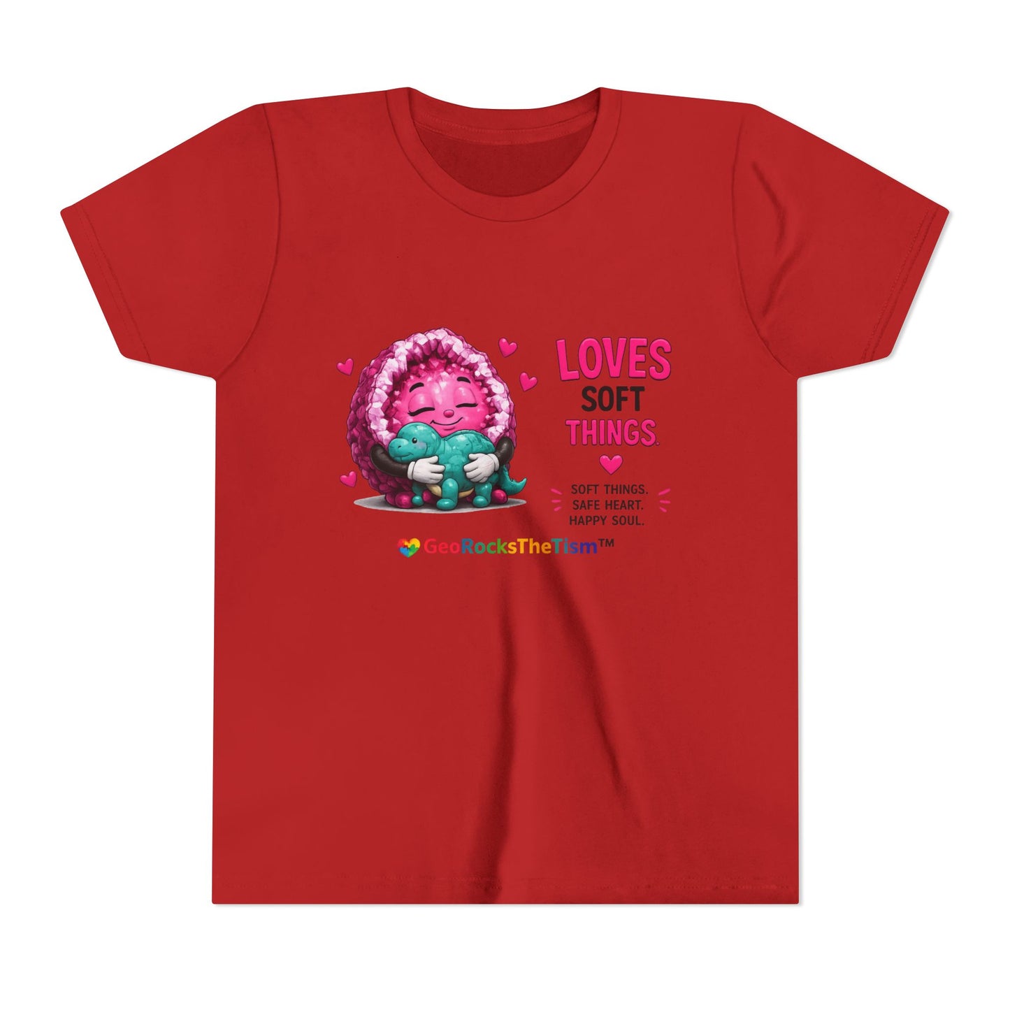 “Loves Soft Things” Stimming Geode -Autism Self Sensory Regulation Youth Tee