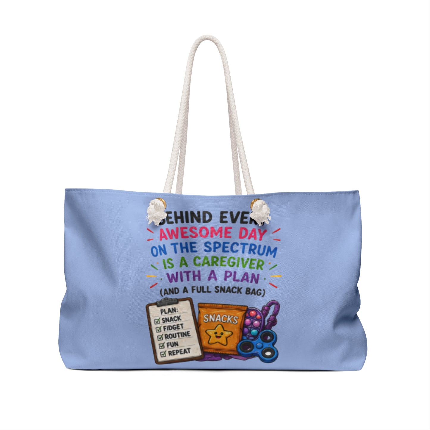 Autism Caregiver Weekender Bag — "Behind Every Awesome Day on the Spectrum" Travel Tote - Geo Rocks The 'Tism