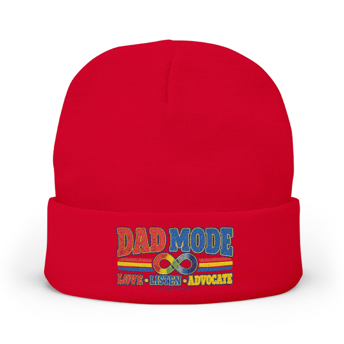 Autism Dad Mode Knit Beanie Embroidered Vintage Retro Stripes