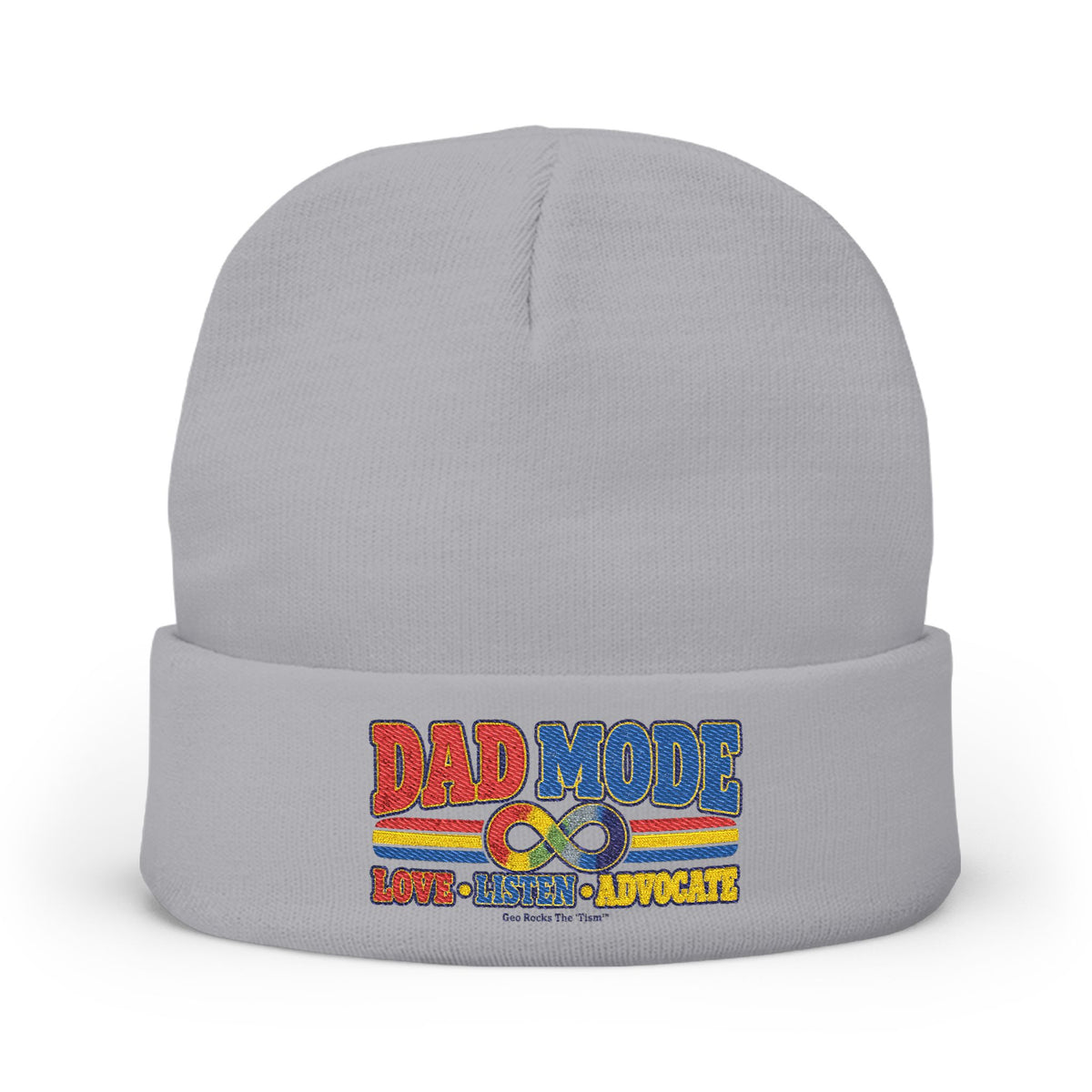 Autism Dad Mode Knit Beanie Embroidered Vintage Retro Stripes